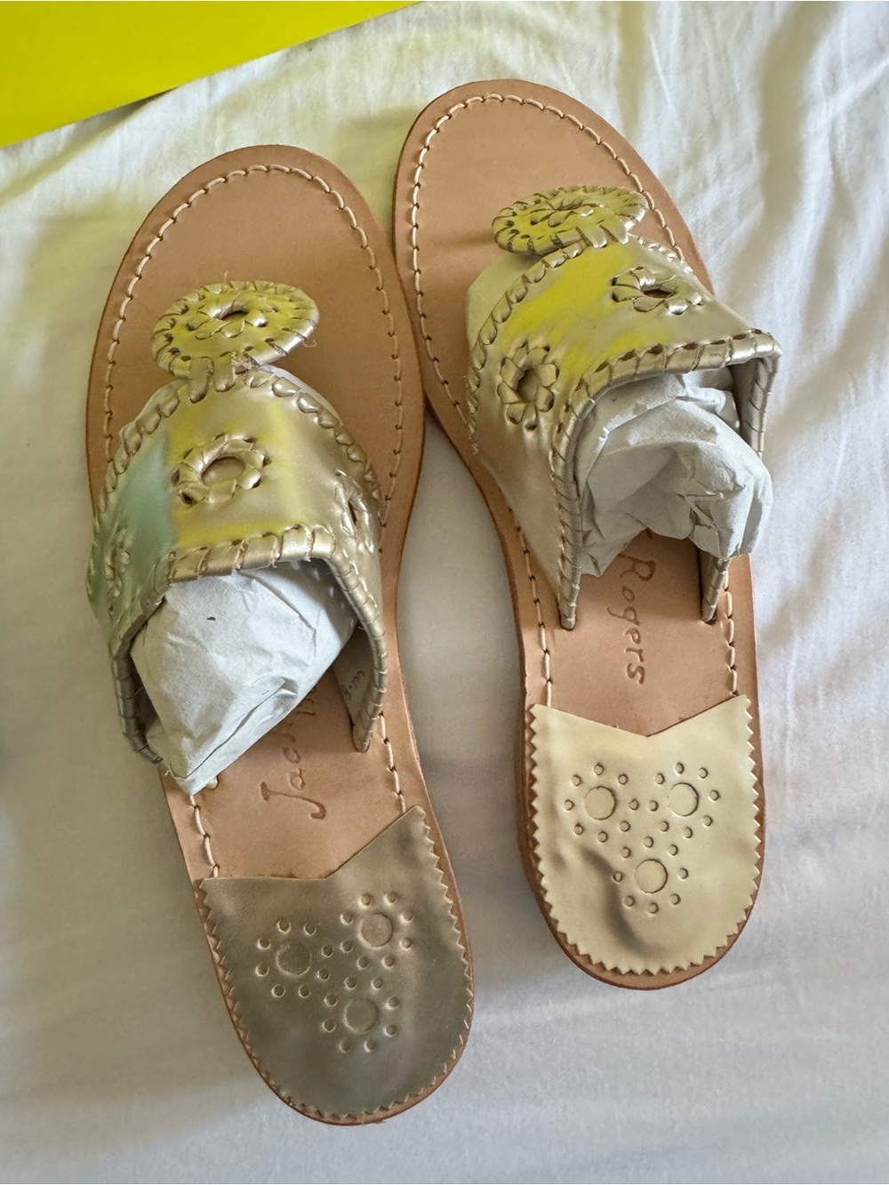 Jack Rogers Platinum Hamptons Flat NWT